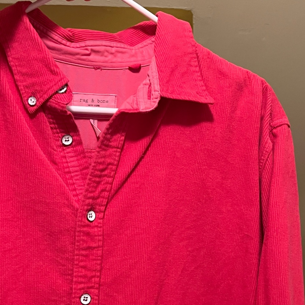 Rag & Bone Vibrant Red Corduroy Shirt